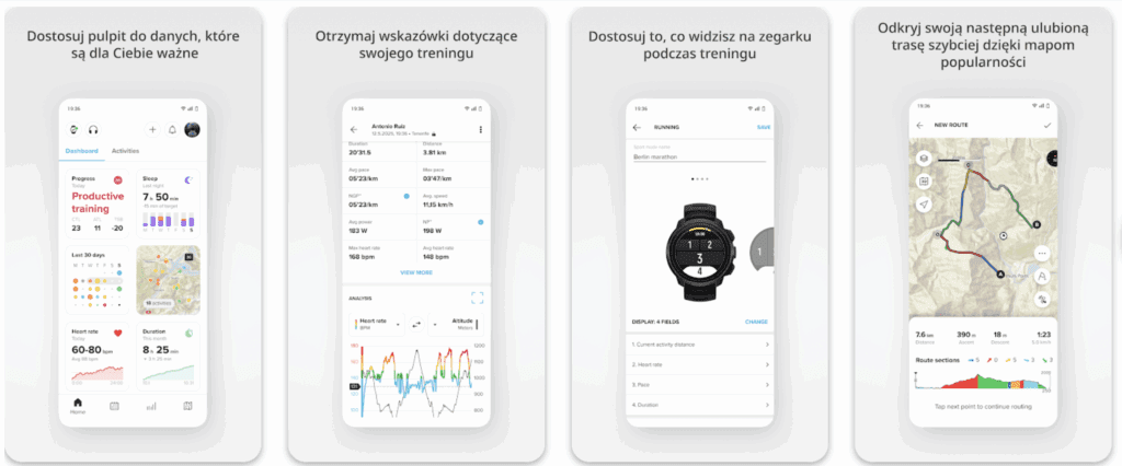 zrzut ekranu z aplikacji Suunto